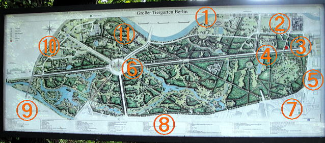 ティーアガルテンの地図を示した看板